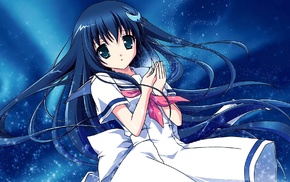 anime girls, dress, Chiyokawa Rin, blue hair, visual novel, Amesarasa