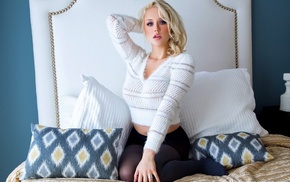 white sweater, pantyhose, legs, girl, blonde, Sabrina Nichole