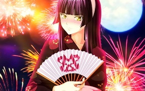 kimono, anime, anime girls, Fairy Tail, Mikazuchi Kagura, fireworks