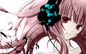 Vocaloid, hair ornament, anime, open mouth, Megurine Luka, red eyes