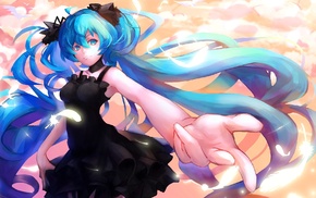 looking at viewer, Vocaloid, anime, Hatsune Miku, smiling, long hair