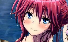 long hair, anime girls, smiling, water, Asami Lilith, pink hair