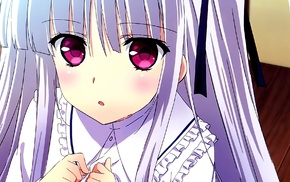 anime, Absolute Duo, silver hair, open mouth, anime girls, purple eyes