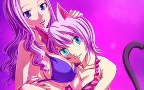 animal ears, looking at viewer, violet eyes, Lisanna Strauss, smiling, Fairy Tail