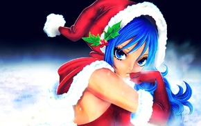 Lockser Juvia, blue eyes, looking at viewer, Fairy Tail, anime, Christmas