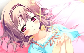 Koisuru Koto to Mitsuketari, in bed, pink eyes, anime, anime girls, long hair
