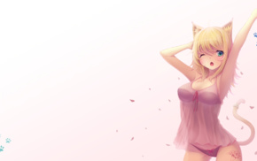 cat girl, original characters, nekomimi, blonde, anime, underwear