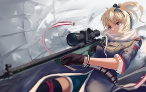 gun, weapon, sniper rifle, original characters, Accuracy International AWP, anime