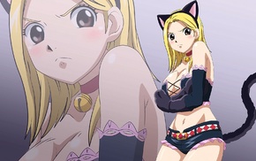 brown eyes, cat girl, looking at viewer, Fairy Tail, blonde, Heartfilia Lucy