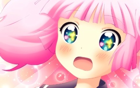 anime, pink hair, Yoshikawa Chinatsu, open mouth, Yuru Yuri, blue eyes