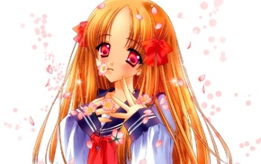 Yami to Boushi to Hon no Tabibito, anime girls, anime, redhead, school uniform, cherry blossom