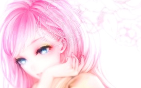 long hair, pink hair, blue eyes, anime, looking away, Vocaloid