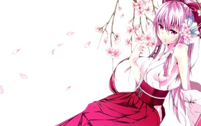 miko, Hakurei Reimu, cherry blossom, anime girls, Touhou, anime