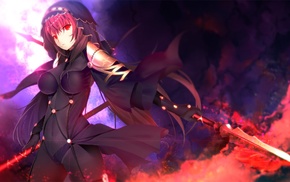 knife, Lancer FateStay Night, spear, anime girls, Fate Series, red eyes