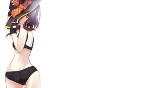bikini, anime, anime girls, white background, ass, brunette