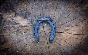 wood, horseshoes