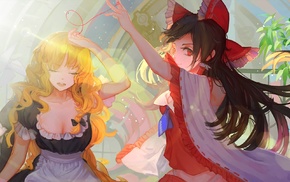 bow, anime girls, Touhou, cleavage, closed eyes, Kirisame Marisa