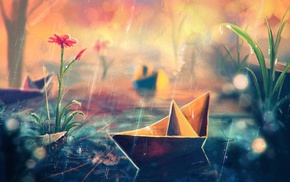 paper boats, artwork