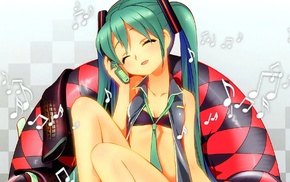 Hatsune Miku, anime, Vocaloid, anime girls, closed eyes, twintails