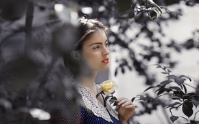 flowers, model, girl, face