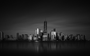 city, New York City, monochrome