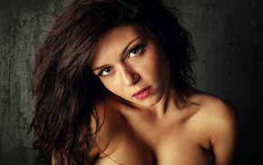 brunette, girl, cleavage