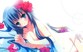 original characters, anime, anime girls, flowers, nude