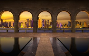 oha, Doha, city, Museum of Islamic Art, Qatar, stone arch
