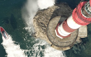 lighthouse, boat, video games, Grand Theft Auto V, Grand Theft Auto, screen shot