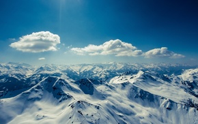 mountains, nature, snow, clouds