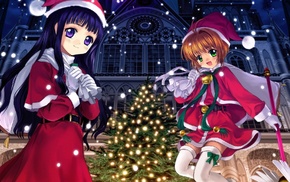 Daidouji Tomoyo, anime girls, Kinomoto Sakura, Card Captor Sakura, anime, Christmas