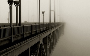 mist, bridge, noir, Golden Gate Bridge, monochrome