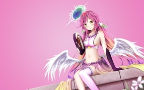 anime girls, simple background, anime, pink hair, No Game No Life, Jibril