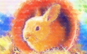 rabbits, colorful, painting