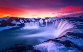 waterfall, nature, Iceland, landscape