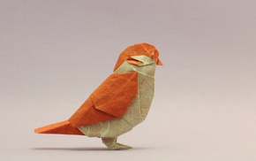 paper, orange, origami, cannary, birds