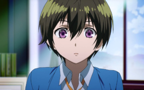 Bokura wa Minna Kawaisou, school uniform, screen shot, short hair, purple eyes, Kawai Ritsu