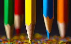 red, blue, wood, yellow, orange, pencils