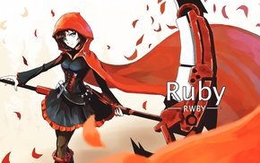 anime, RWBY, Ruby Rose character, anime girls, scythe