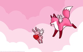 fox, love, Valentines Day, rabbits, stupid fox, wings