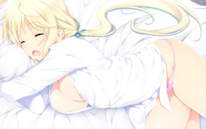 boobs, in bed, visual novel, sleeping, Seikishi Melty Lovers, open clothes