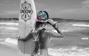bikini, surfboards, Aleksandr Mavrin, girl, selective coloring