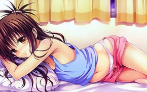 anime, anime girls, in bed, panties, To Love, ru