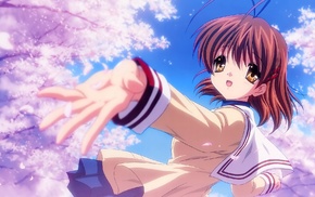 Clannad, anime, anime girls, Furukawa Nagisa, cherry blossom