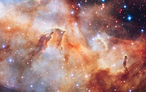 ESA, Westerlund 2, multiple display, stars, Hubble Deep Field, nebula