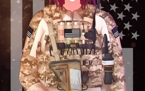 uniform, M16, A4, army girl, anime girls, anime