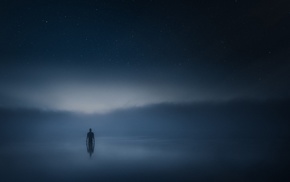 animations, mist, river, clouds, space, alone