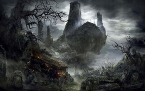 castle, landscape, dark, Gothic, video games, sword