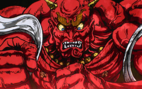 horns, One, Punch Man, red, artwork, demon