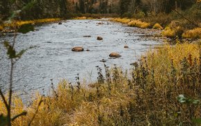 Autumn River Hills Forest Landscape
